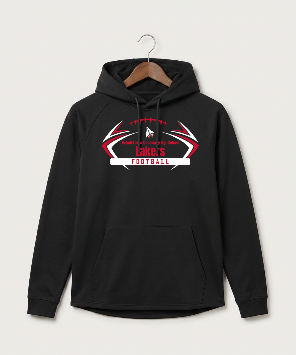 Detroit Lakes Community High School Football (Boys) - Black Hoodie - Full Front