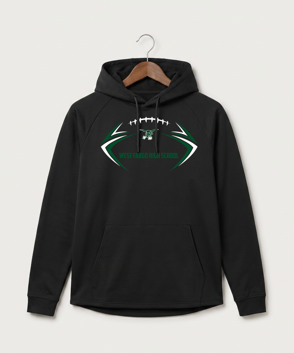 West Fargo High School Football (Boys) - Black Hoodie - Full Front