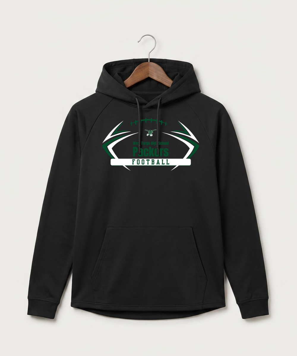 West Fargo High School Football (Boys) - Black Hoodie - Full Front