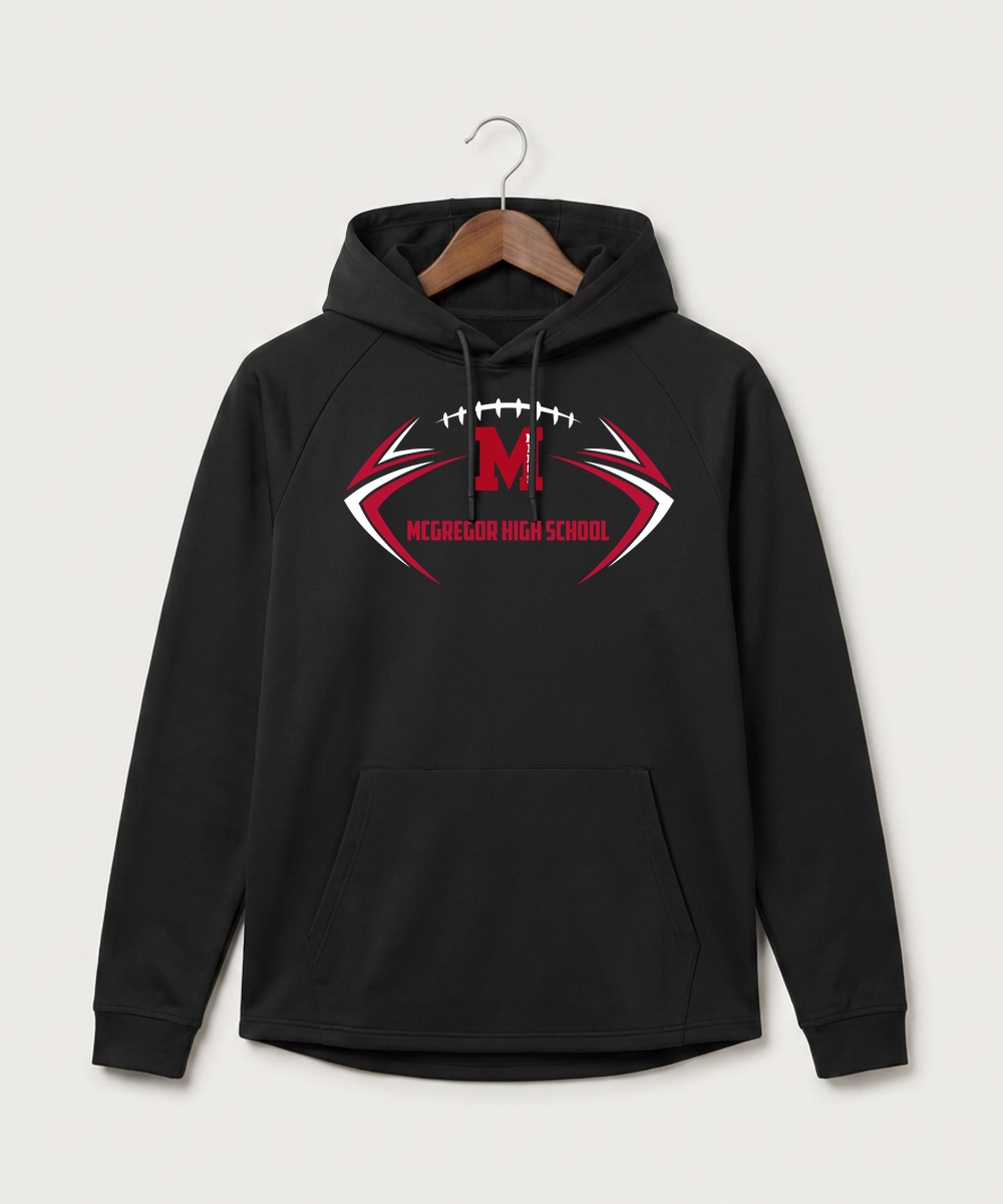 Mcgregor High School Football (Boys) - Black Hoodie - Full Front