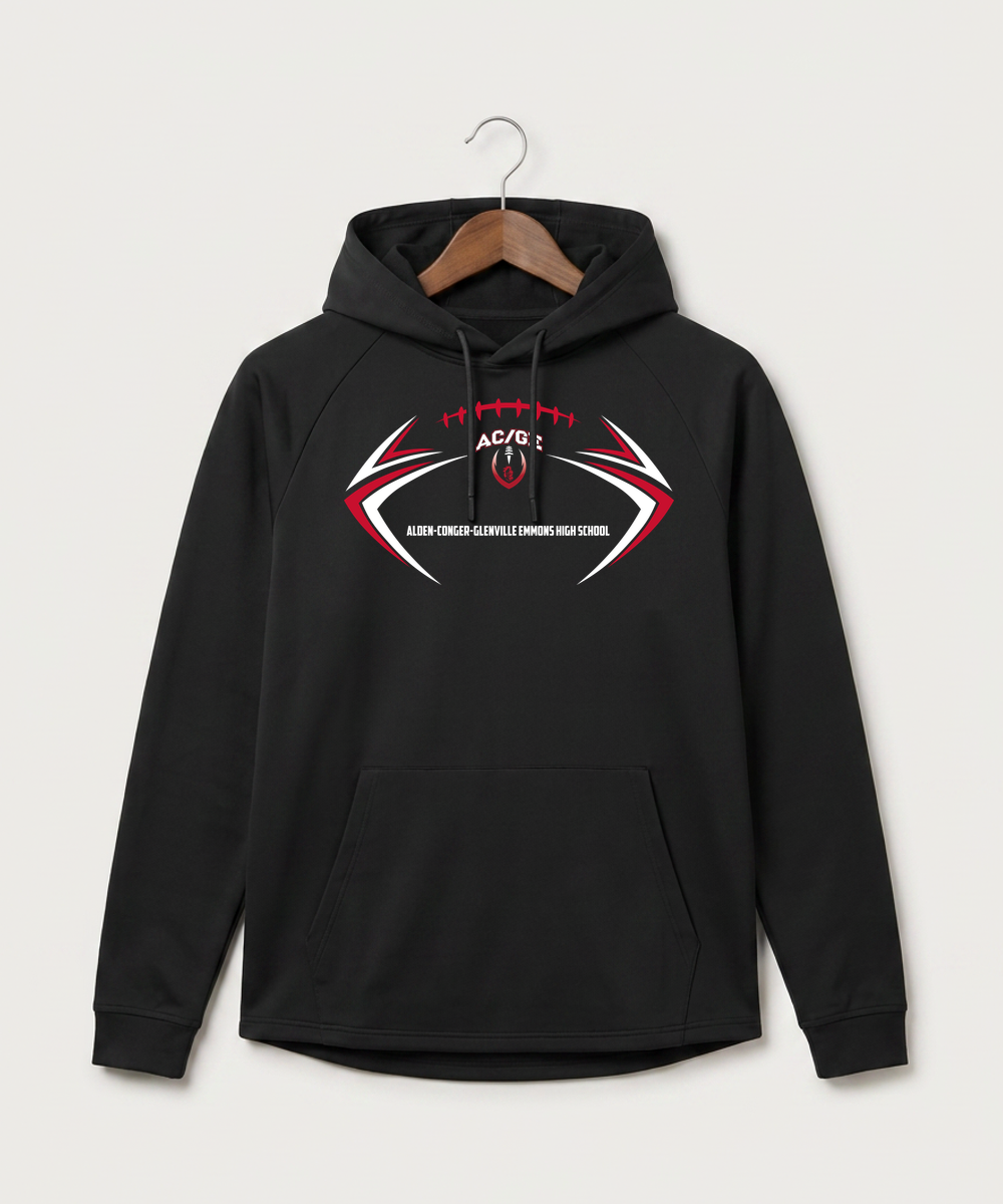 Alden-Conger-Glenville Emmons High School Football (Boys) - Black Hoodie - Full Front