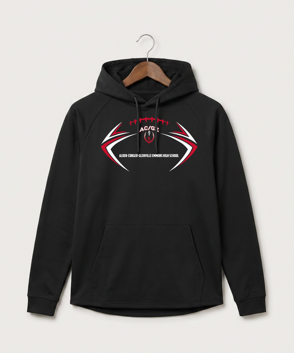 Alden-Conger-Glenville Emmons High School Football (Boys) - Black Hoodie - Full Front