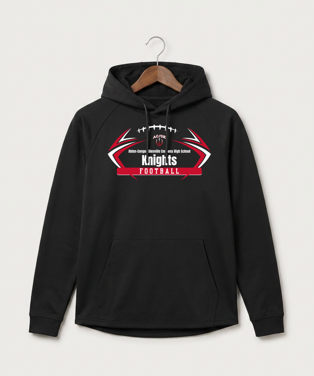 Alden-Conger-Glenville Emmons High School Football (Boys) - Black Hoodie - Full Front
