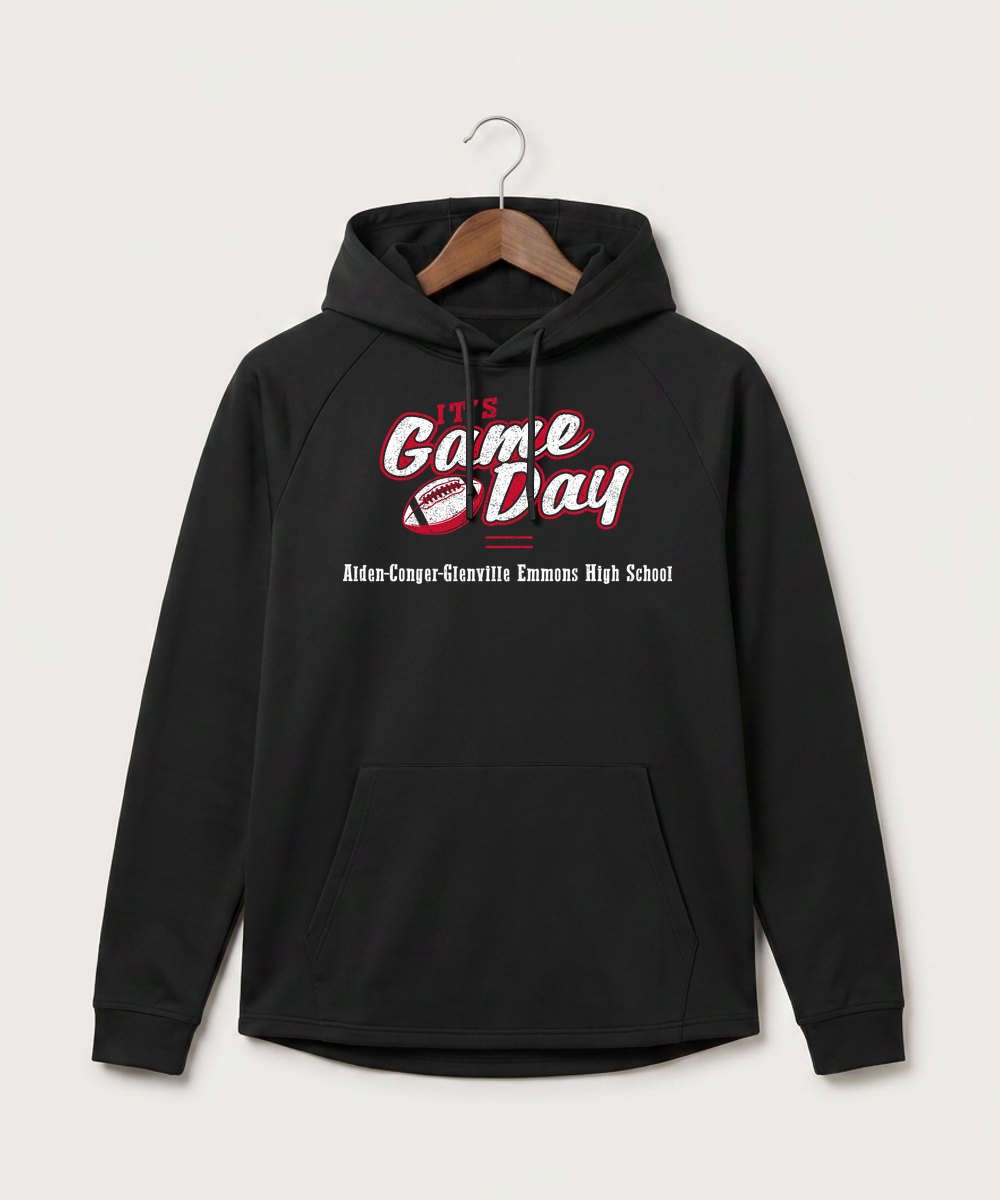 Alden-Conger-Glenville Emmons High School Football (Boys) - Black Hoodie - Full Front