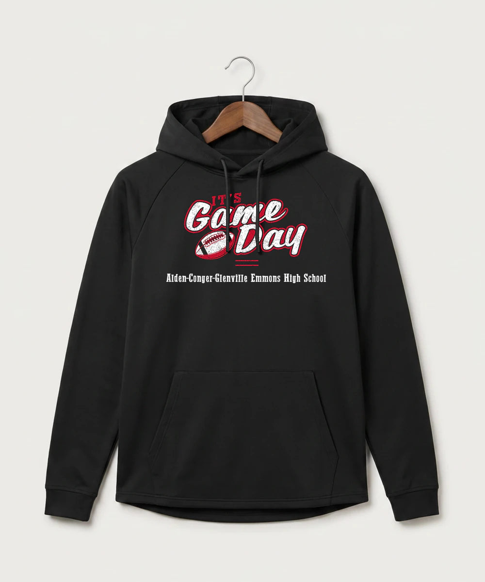 Alden-Conger-Glenville Emmons High School Football (Boys) - Black Hoodie - Full Front