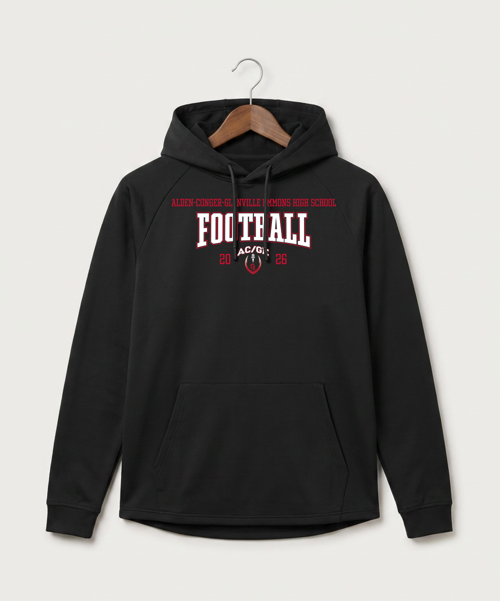 Alden-Conger-Glenville Emmons High School Football (Boys) - Black Hoodie - Full Front