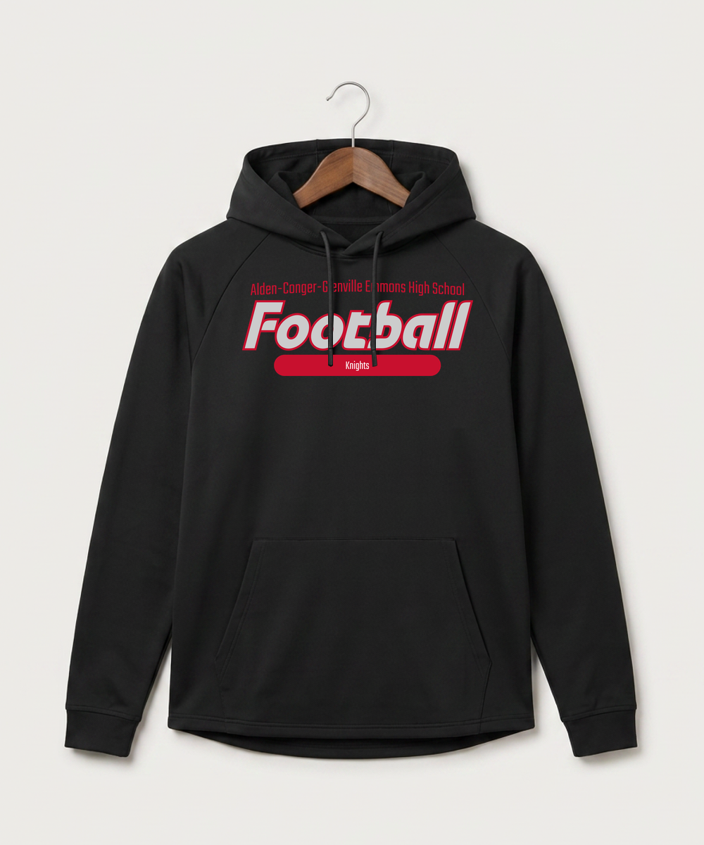 Alden-Conger-Glenville Emmons High School Football (Boys) - Black Hoodie - Full Front