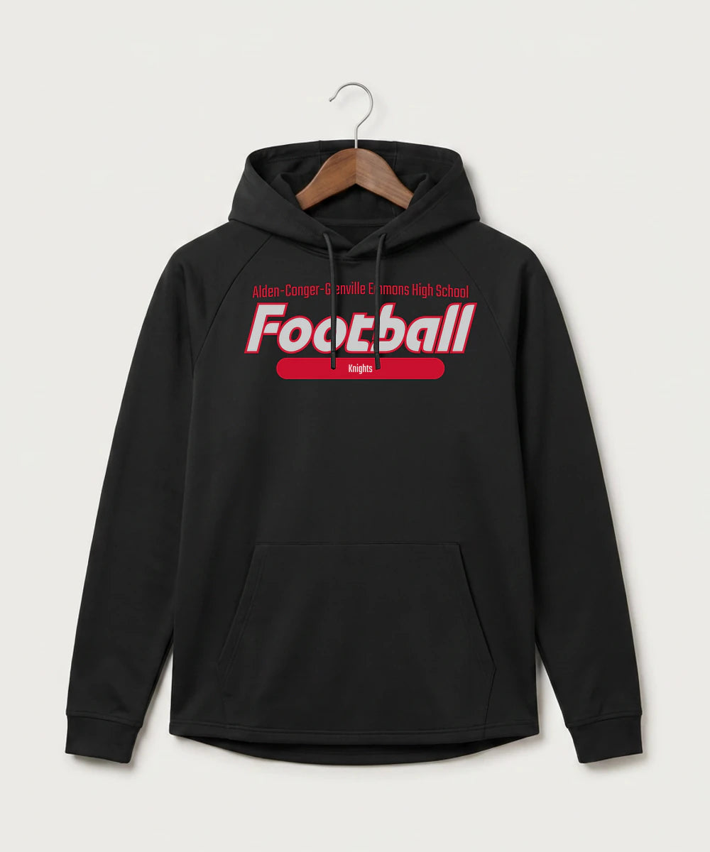 Alden-Conger-Glenville Emmons High School Football (Boys) - Black Hoodie - Full Front