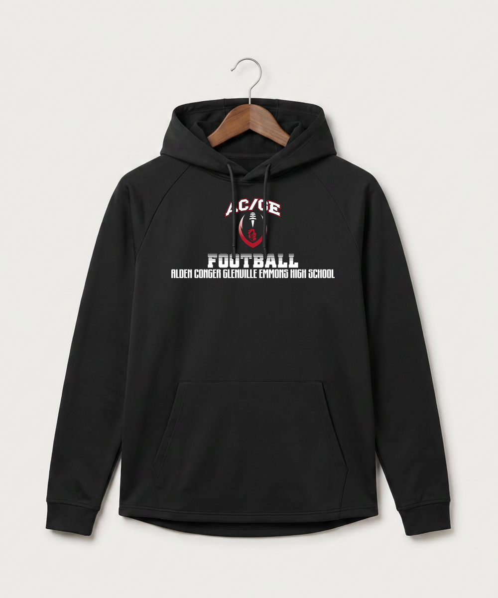 Alden-Conger-Glenville Emmons High School Football (Boys) - Black Hoodie - Full Front