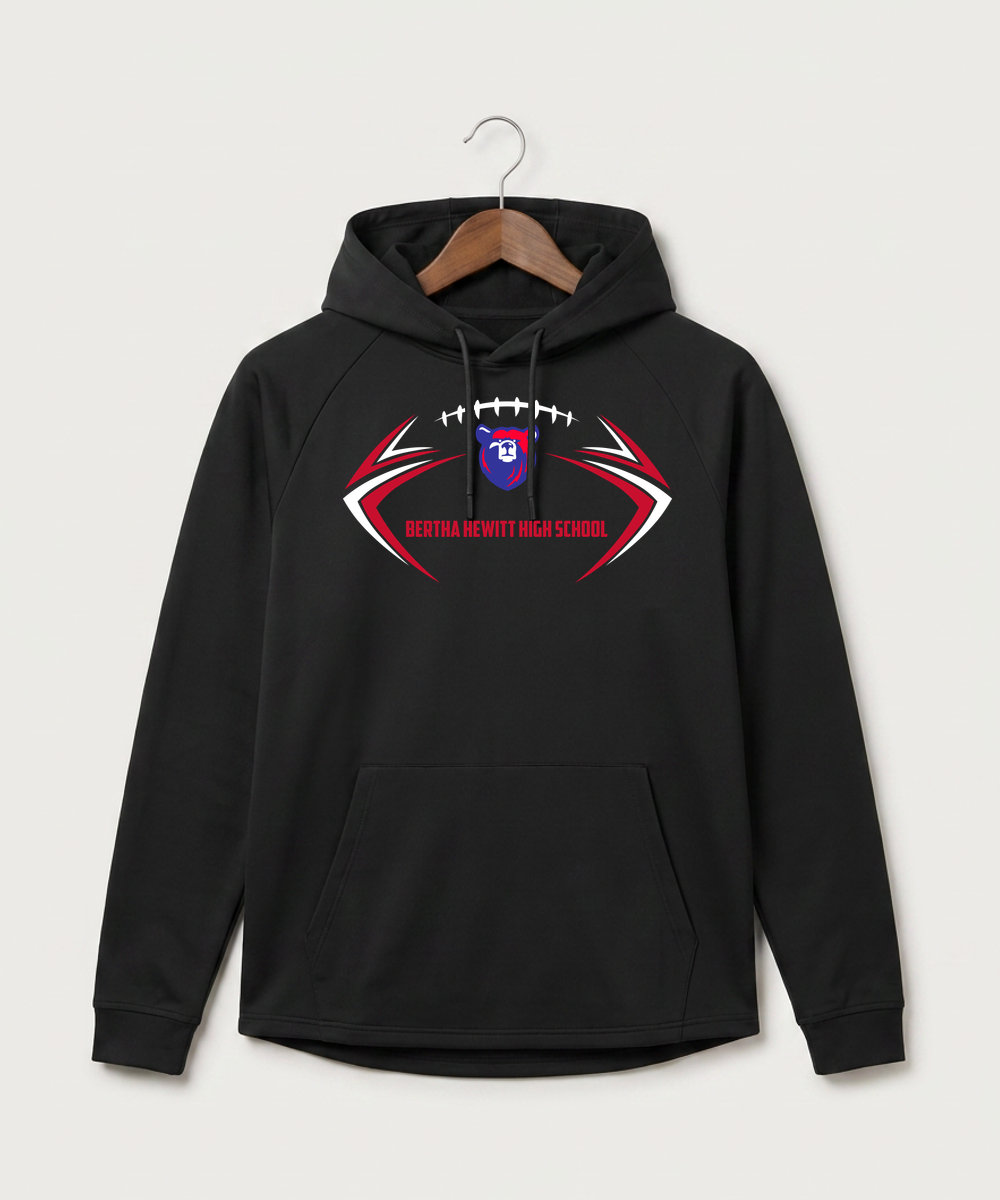 Bertha Hewitt High School Football (Boys) - Black Hoodie - Full Front