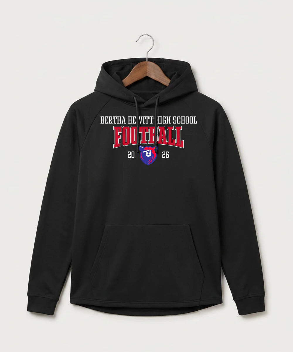 Bertha Hewitt High School Football (Boys) - Black Hoodie - Full Front