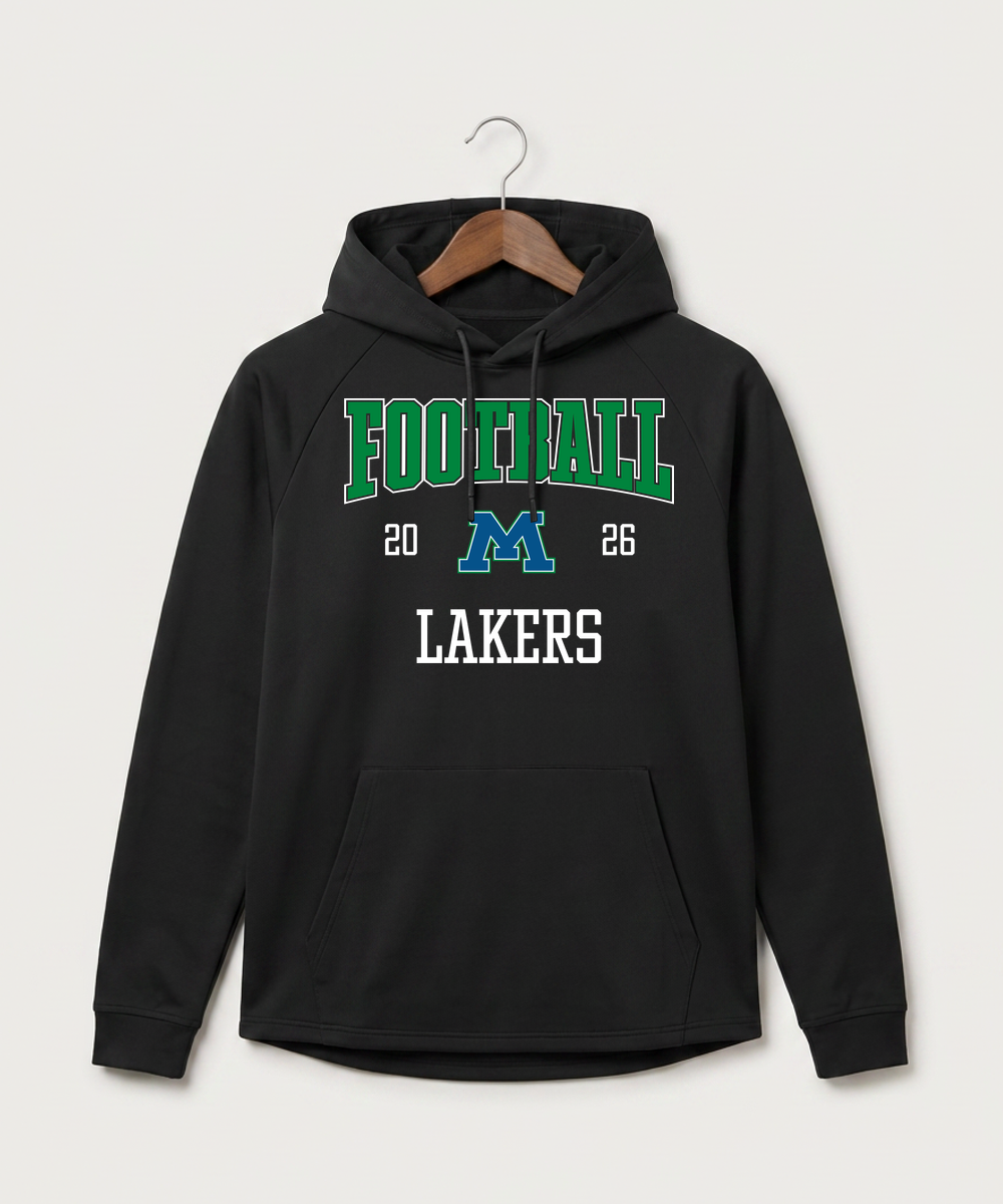 Minnewaska Area High School Football (Boys) - Black Hoodie - Full Front