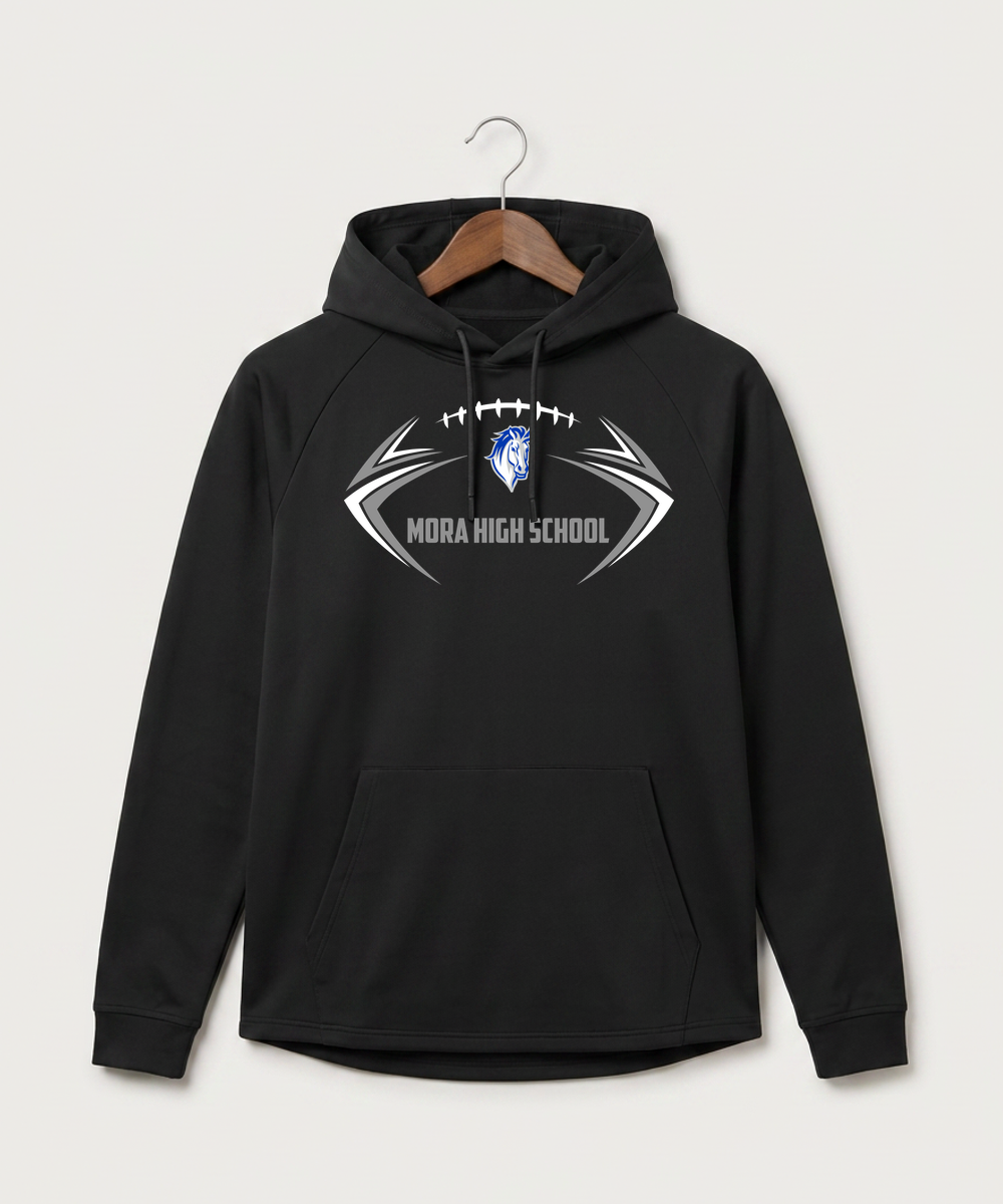Mora High School Football (Boys) - Black Hoodie - Full Front