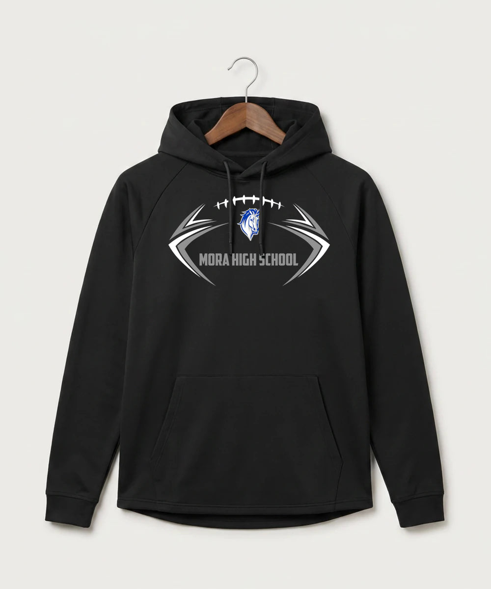 Mora High School Football (Boys) - Black Hoodie - Full Front