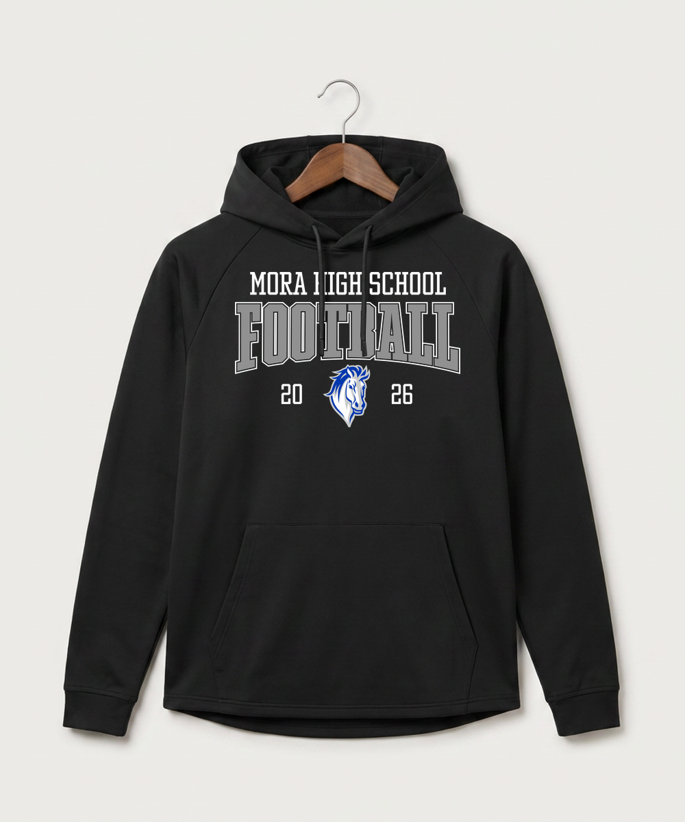 Mora High School Football (Boys) - Black Hoodie - Full Front