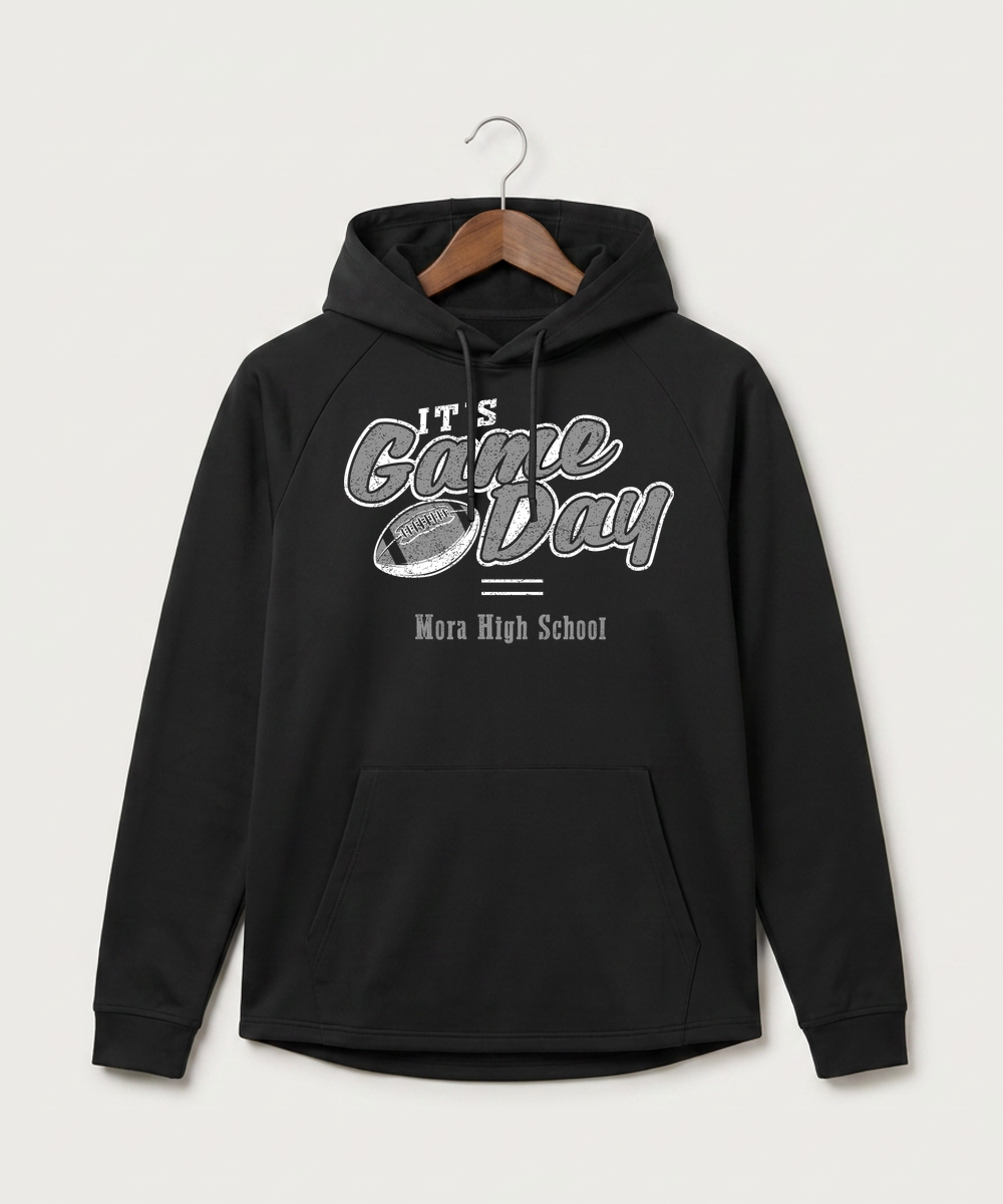 Mora High School Football (Boys) - Black Hoodie - Full Front