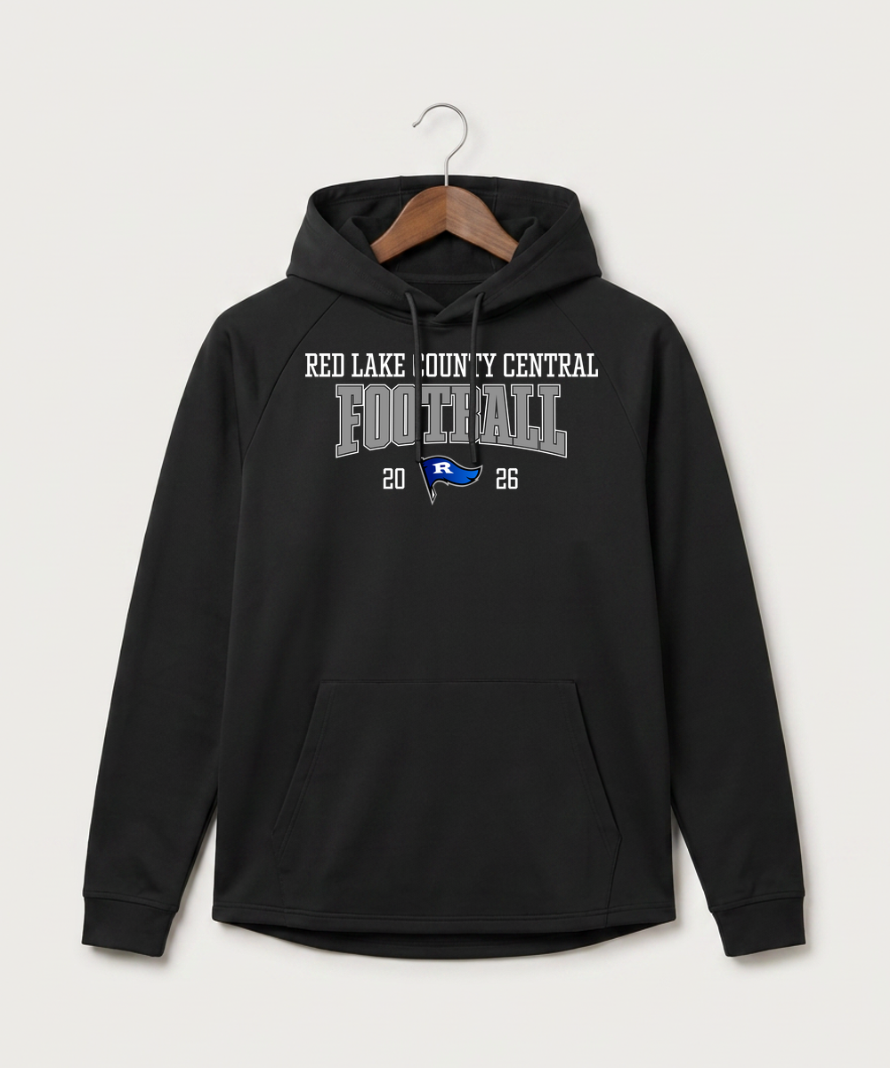 Red Lake County Central Football (Boys) - Black Hoodie - Full Front