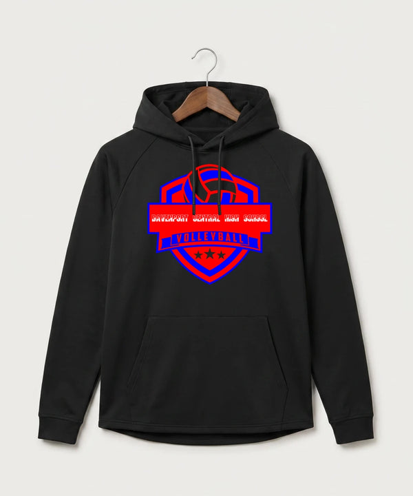 Davenport Central High School Volleyball (Girls) - Black Hoodie - Full Front