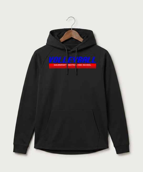 Davenport Central High School Volleyball (Girls) - Black Hoodie - Full Front