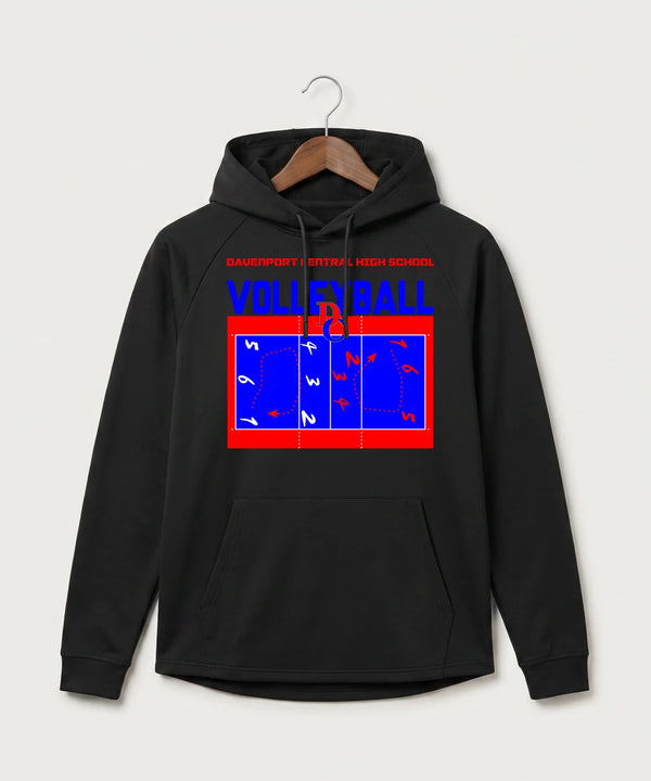 Davenport Central High School Volleyball (Girls) - Black Hoodie - Full Front