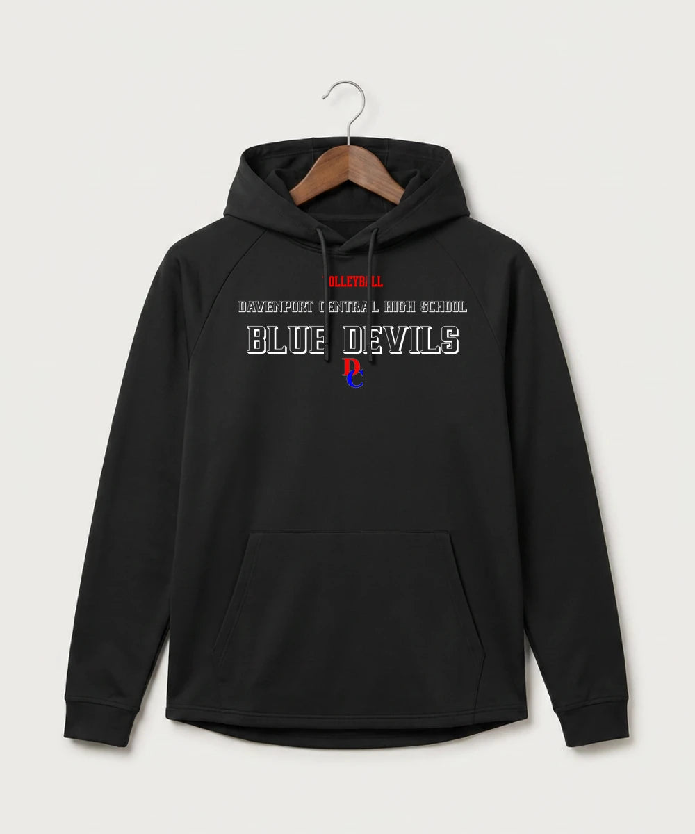 Davenport Central High School Volleyball (Girls) - Black Hoodie - Full Front