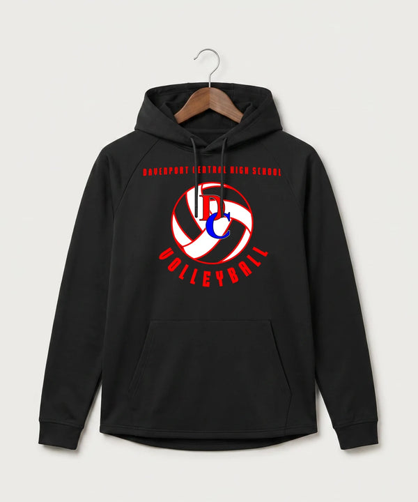 Davenport Central High School Volleyball (Girls) - Black Hoodie - Full Front