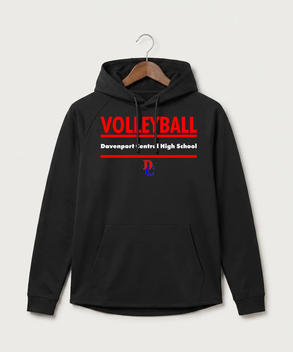 Davenport Central High School Volleyball (Girls) - Black Hoodie - Full Front