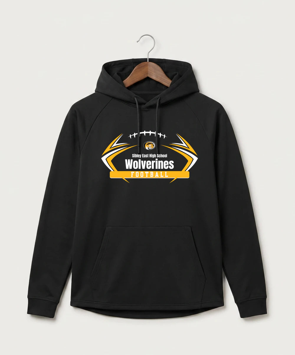 Sibley East High School Football (Boys) - Black Hoodie - Full Front
