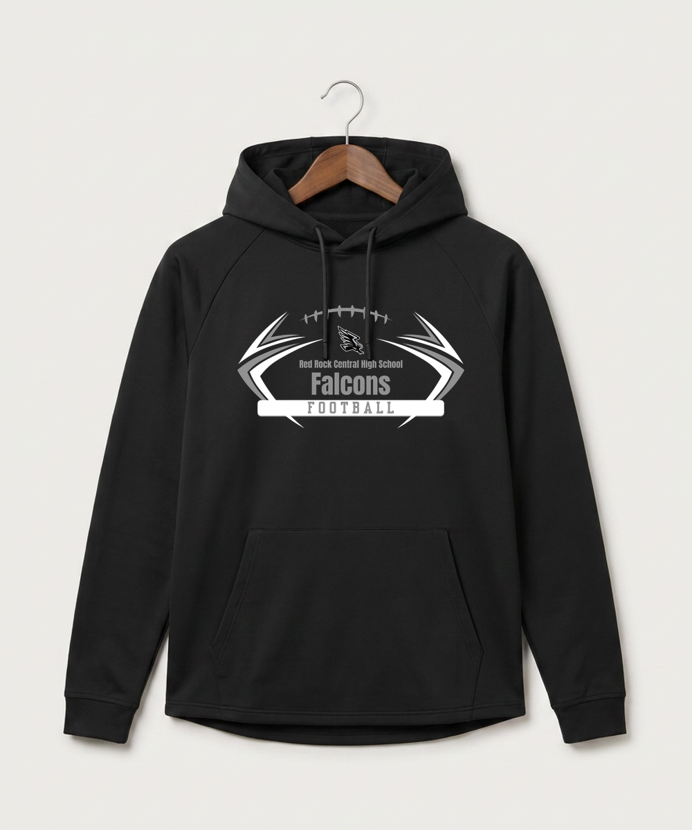 Red Rock Central High School Football (Boys) - Black Hoodie - Full Front