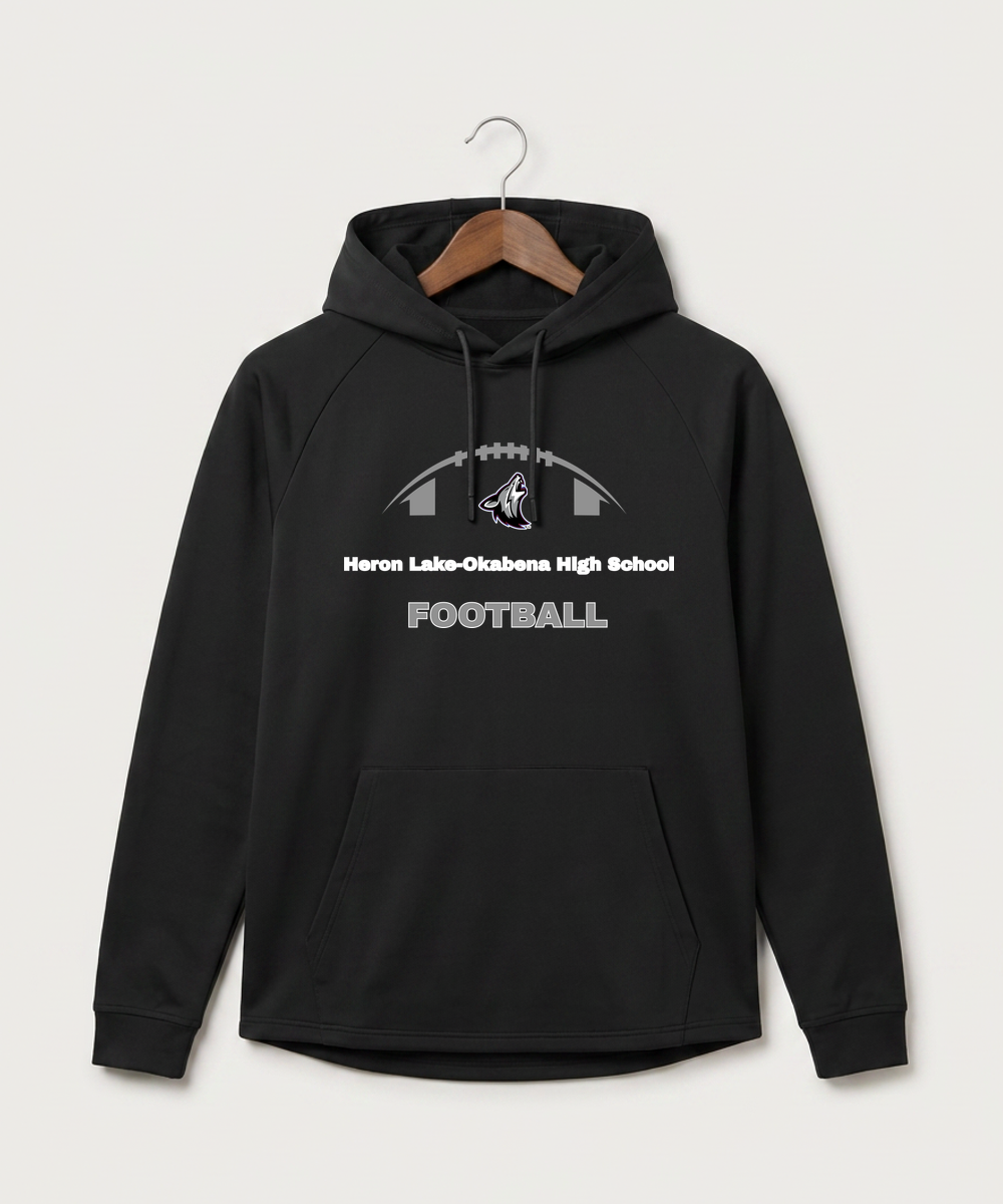 Heron Lake-Okabena High School Football (Boys) - Black Hoodie - Full Front