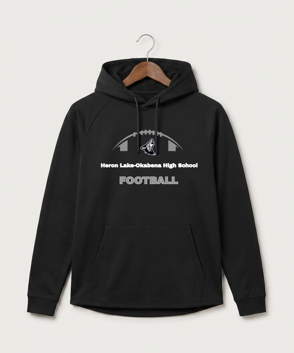 Heron Lake-Okabena High School Football (Boys) - Black Hoodie - Full Front