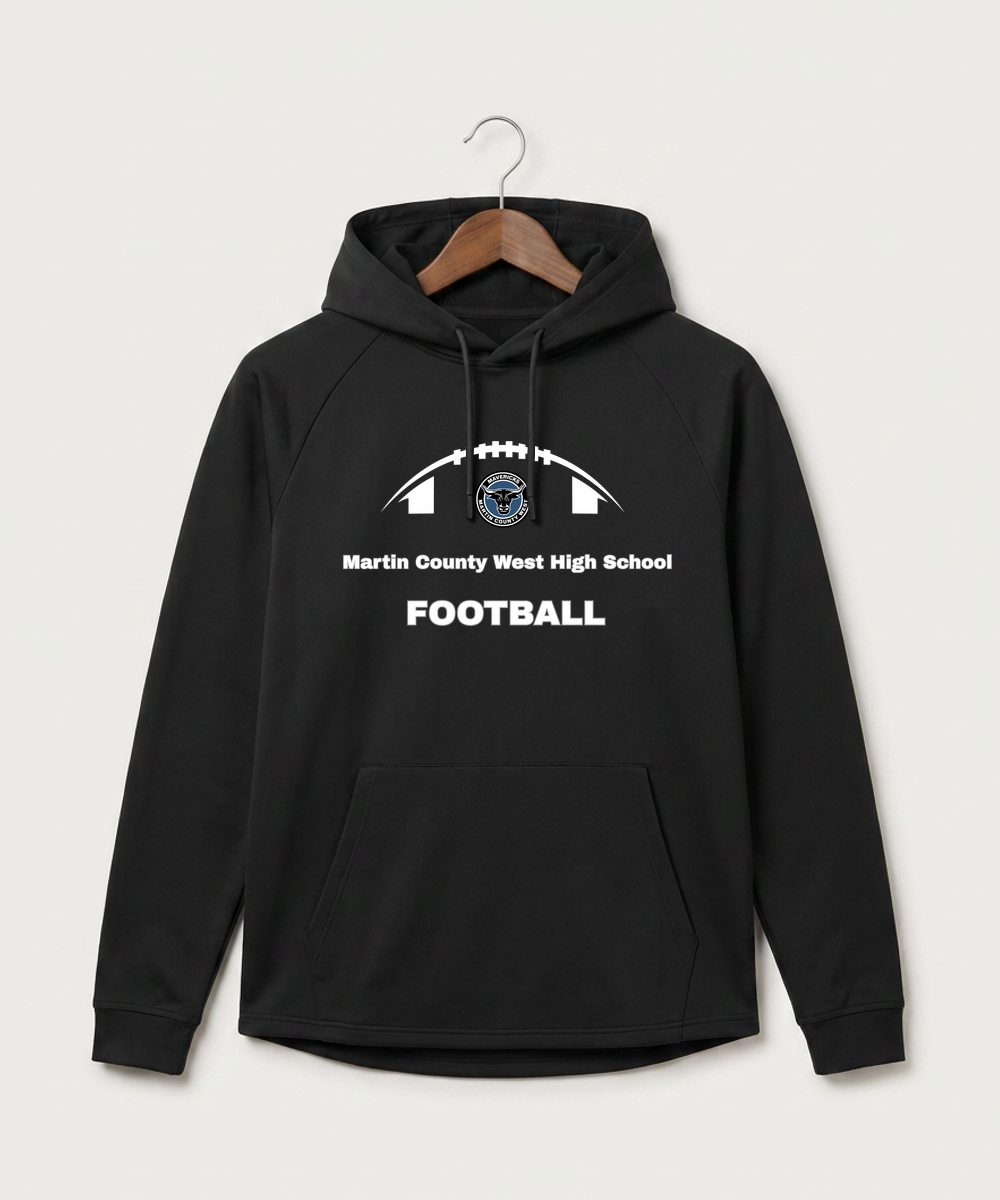 Martin County West High School Football (Boys) - Black Hoodie - Full Front