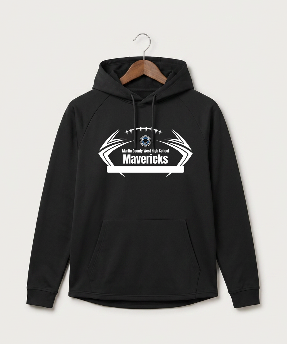 Martin County West High School Football (Boys) - Black Hoodie - Full Front