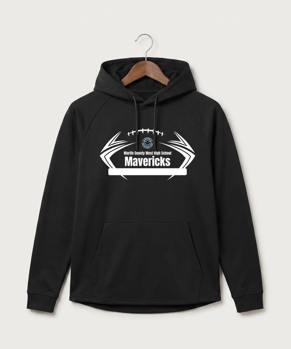 Martin County West High School Football (Boys) - Black Hoodie - Full Front