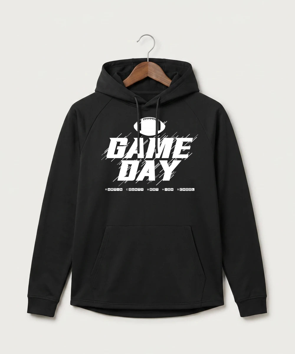 Martin County West High School Football (Boys) - Black Hoodie - Full Front
