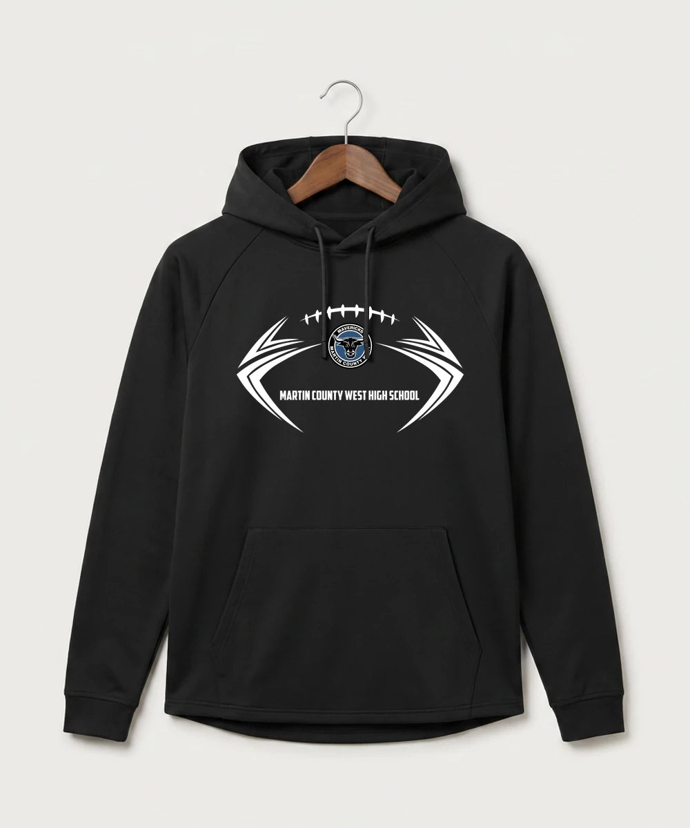 Martin County West High School Football (Boys) - Black Hoodie - Full Front
