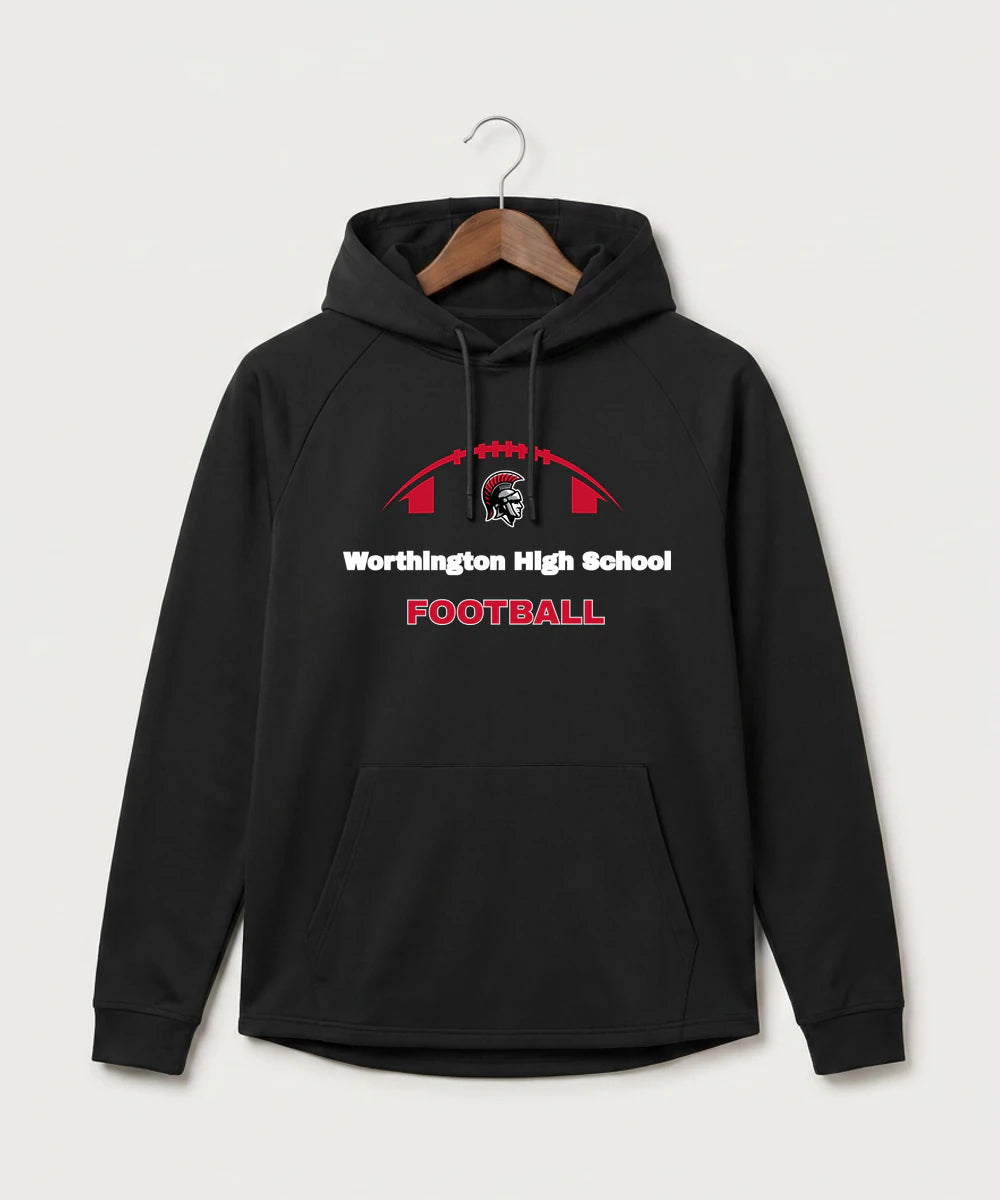 Worthington High School Football (Boys) - Black Hoodie - Full Front