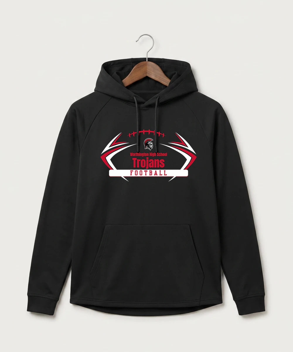 Worthington High School Football (Boys) - Black Hoodie - Full Front