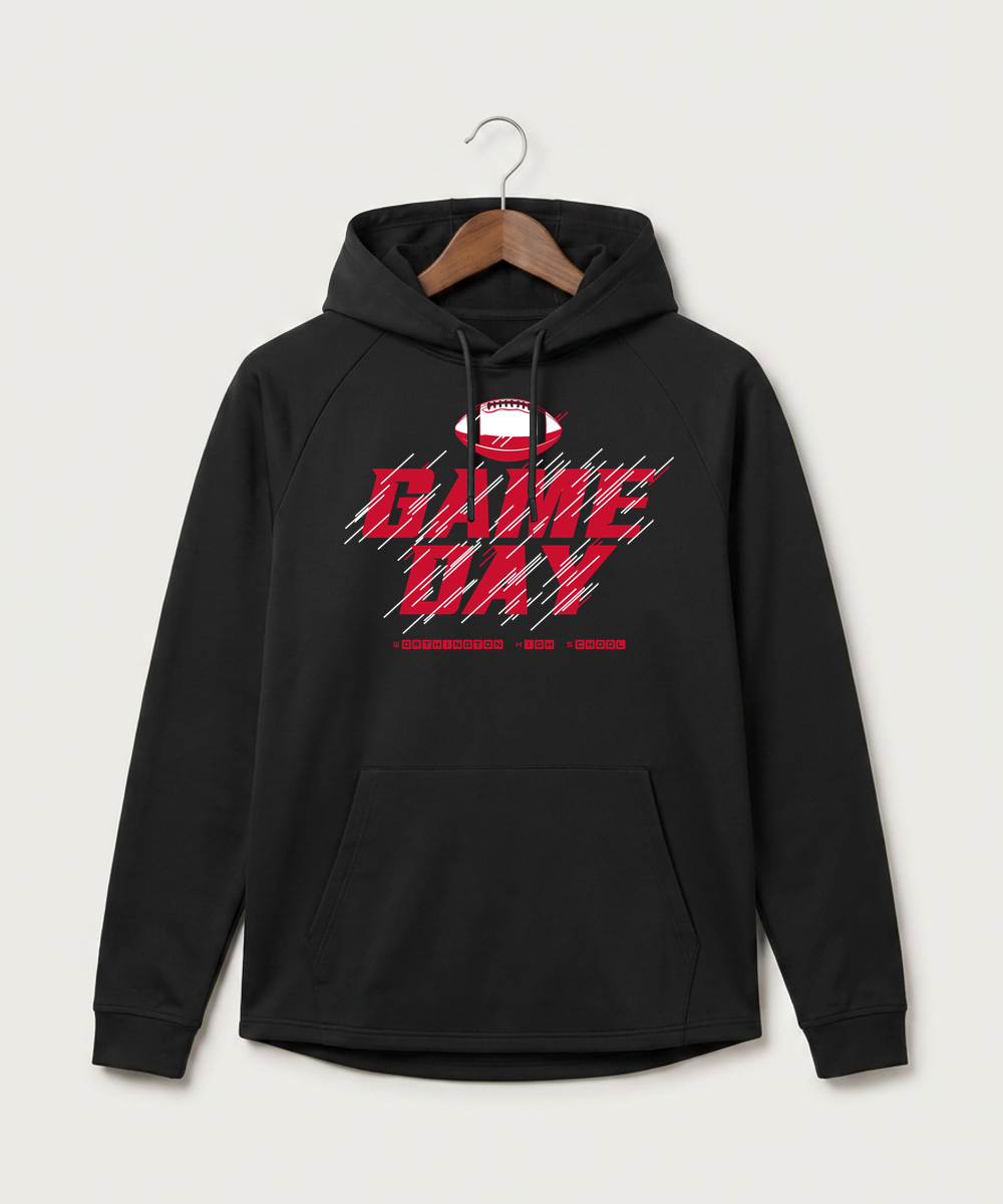 Worthington High School Football (Boys) - Black Hoodie - Full Front