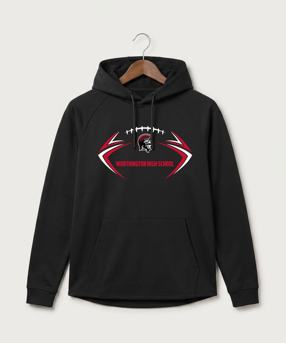 Worthington High School Football (Boys) - Black Hoodie - Full Front