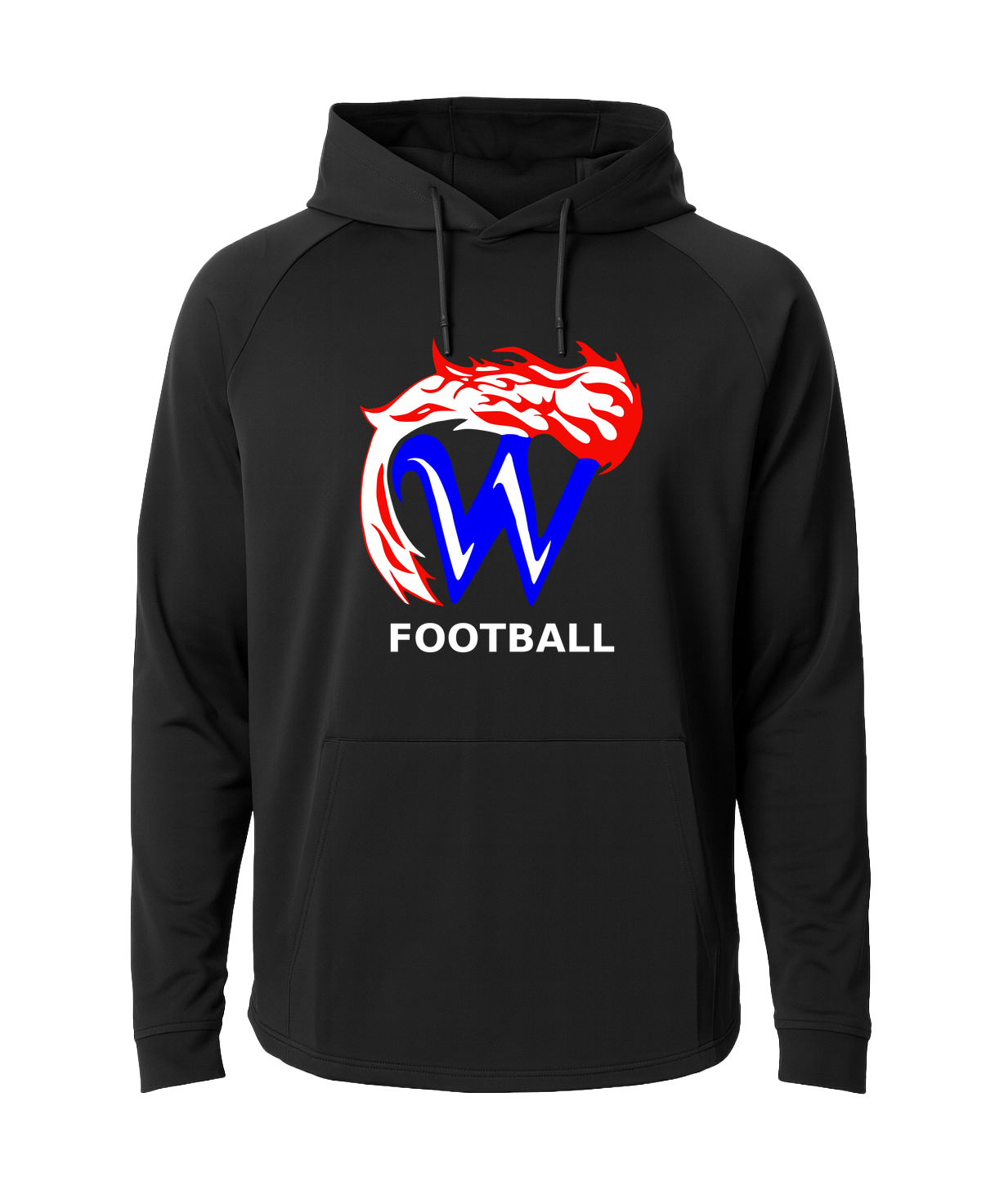 Waupaca High School Football - Black Hoodie - Full Front