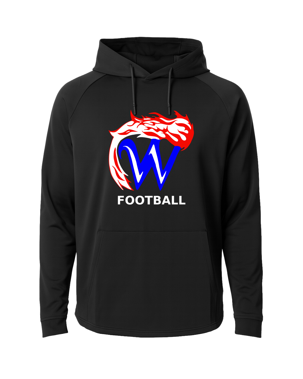 Waupaca High School Football - Black Hoodie - Full Front