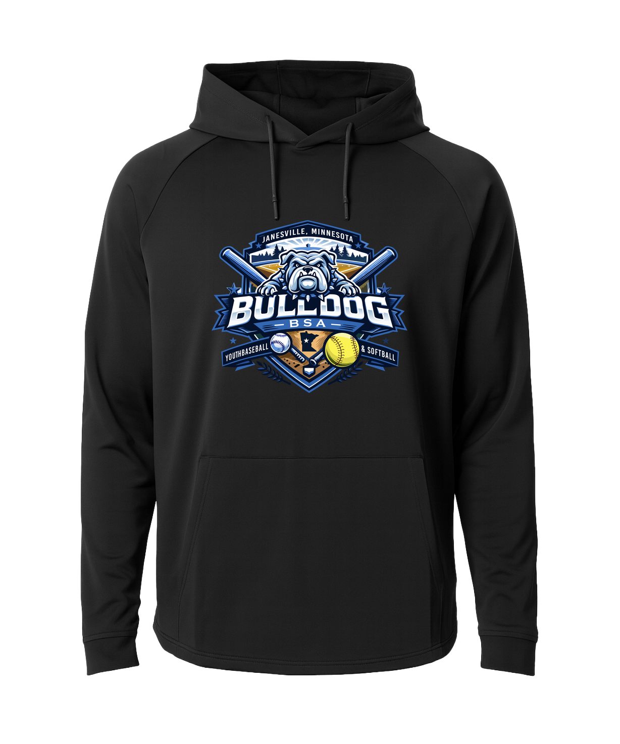 JWP Youth Baseball/Softball - Black Hoodie - Full Front