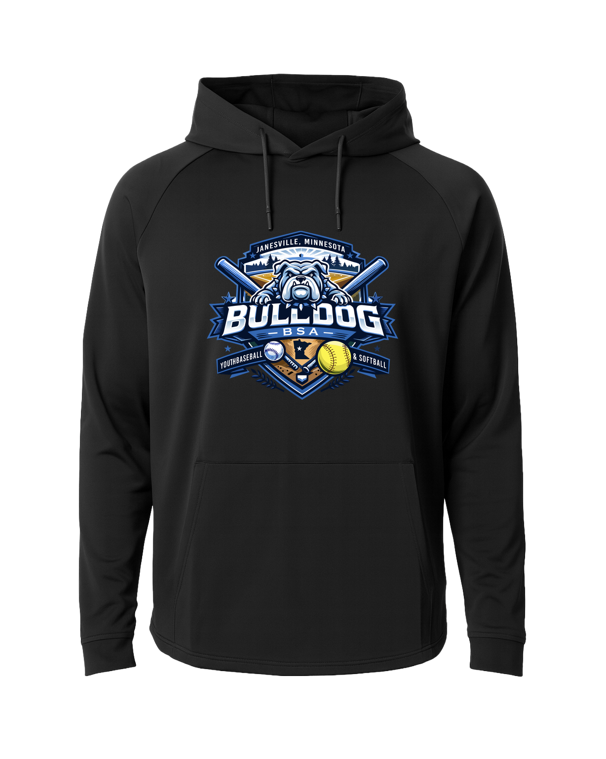 JWP Youth Baseball/Softball - Black Hoodie - Full Front