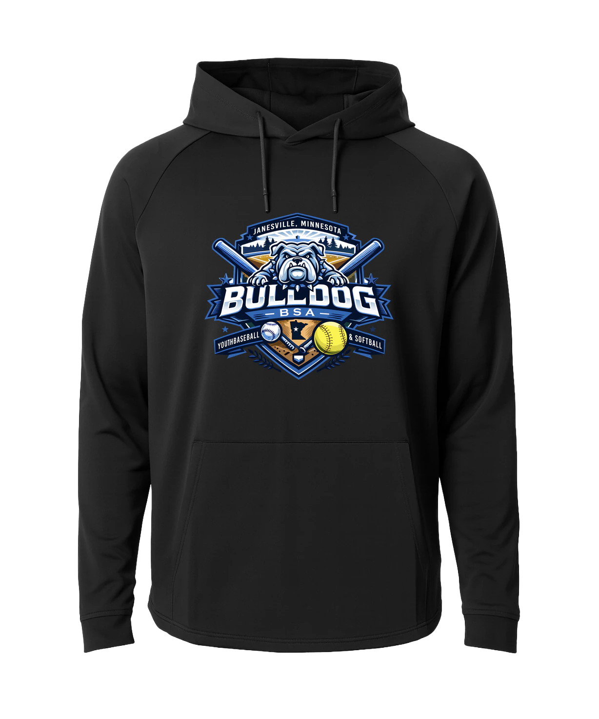 JWP Youth Baseball/Softball - Black Hoodie - Full Front
