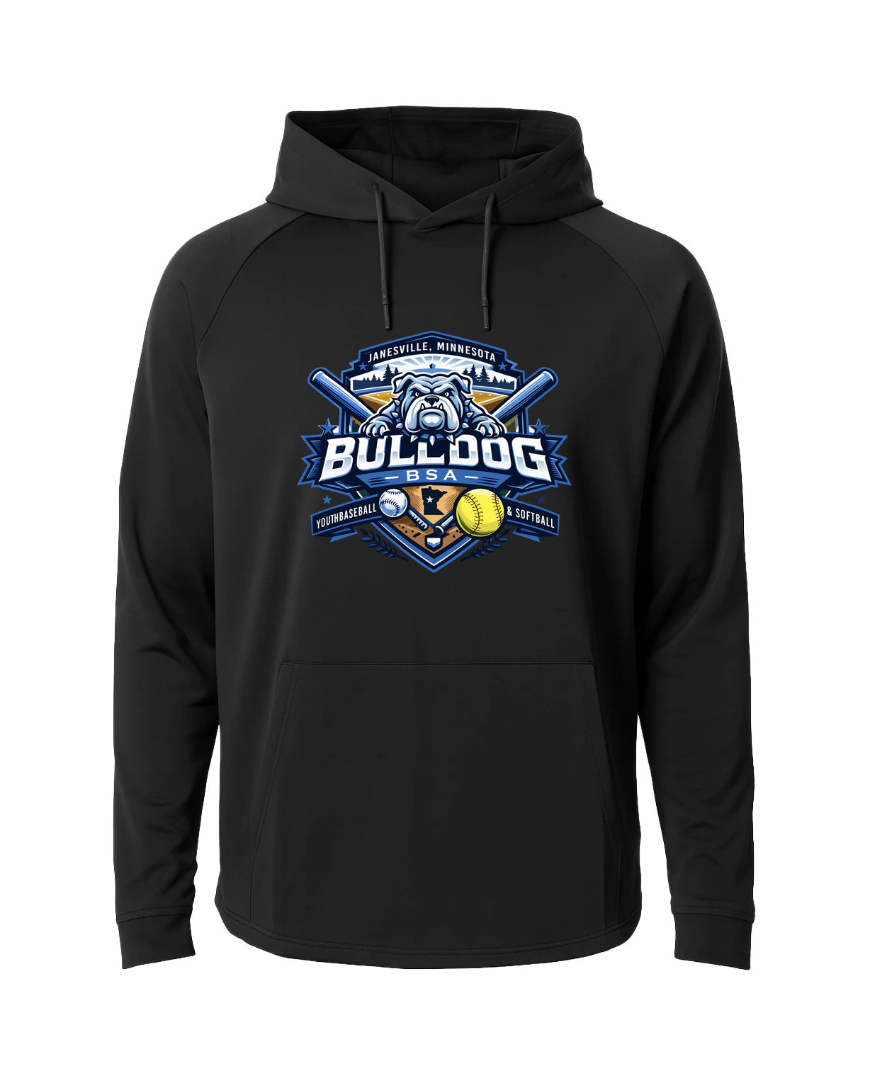 JWP Youth Baseball/Softball - Black Hoodie - Full Front