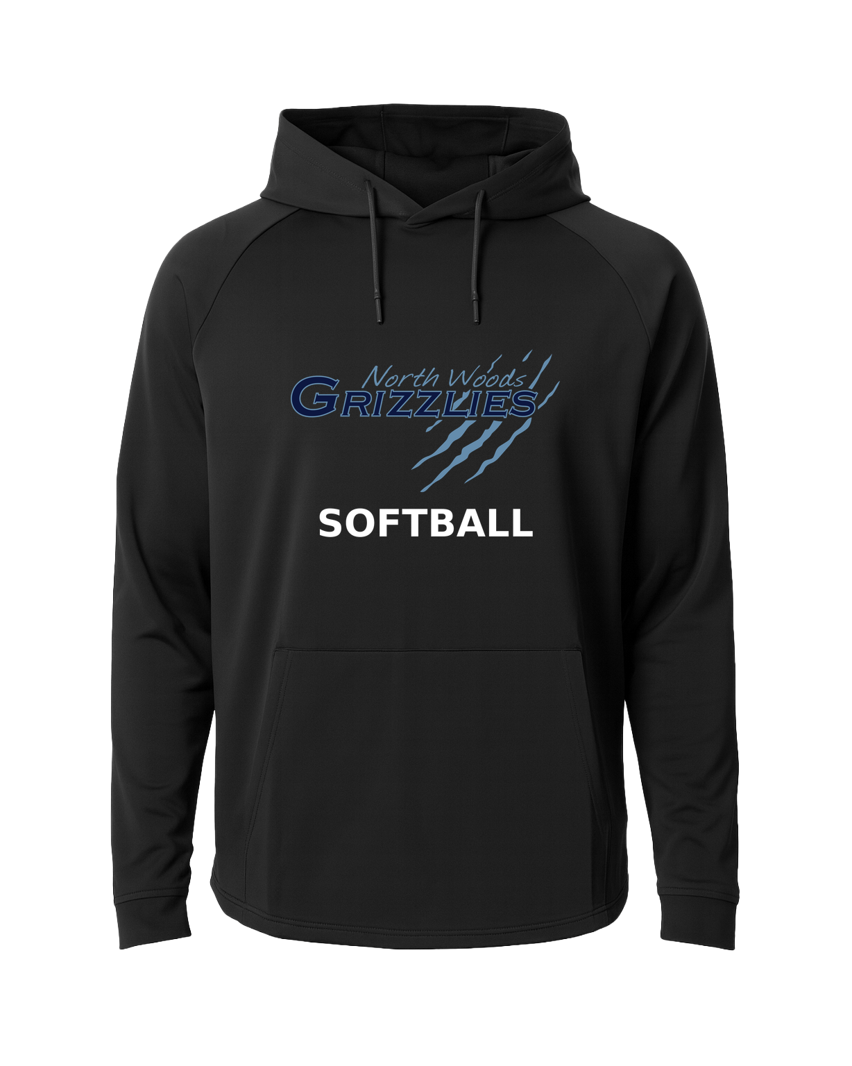 North Woods Softball - Black Hoodie - Full Front