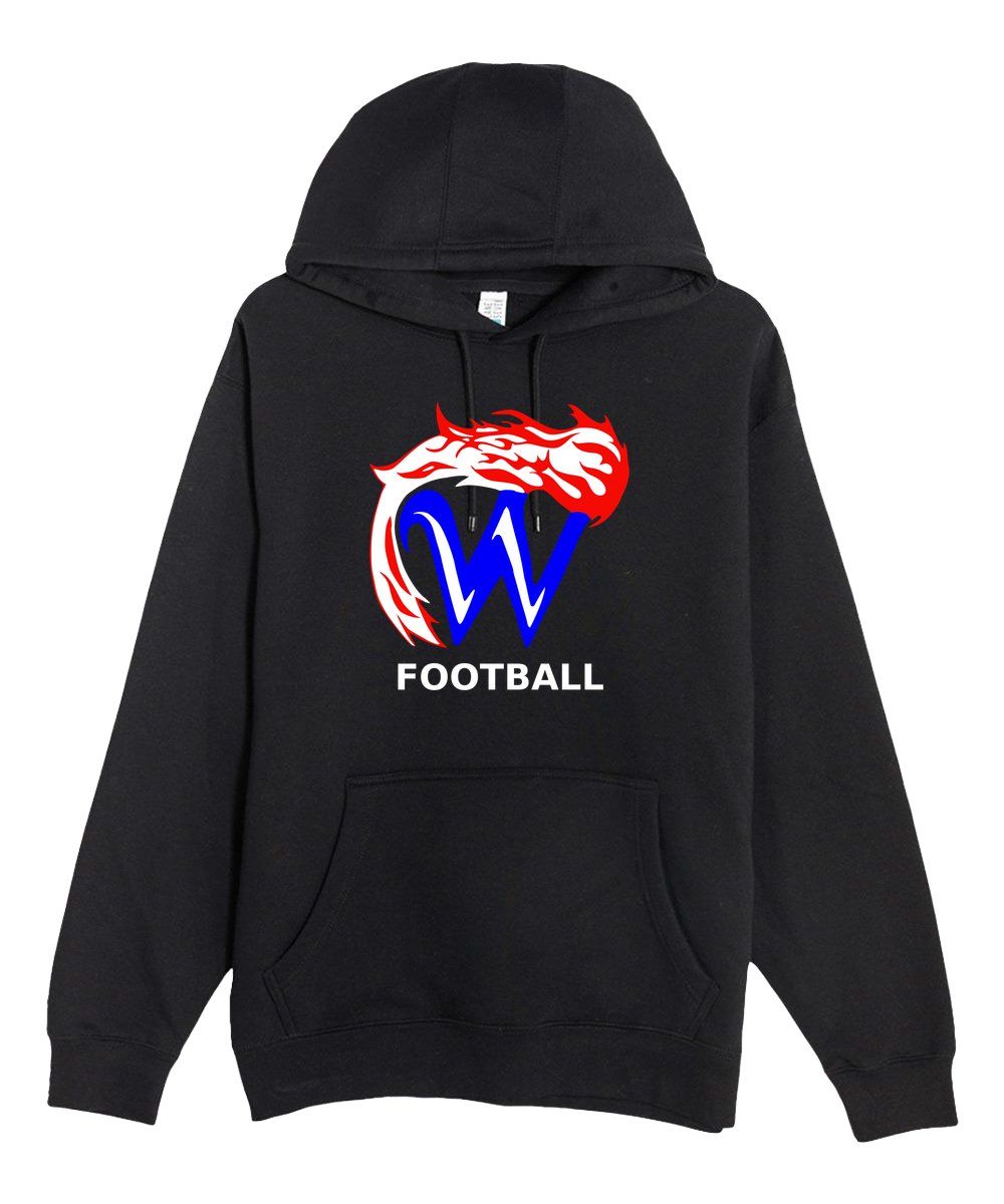 Waupaca High School Football - Black Hoodie Value - Full Front