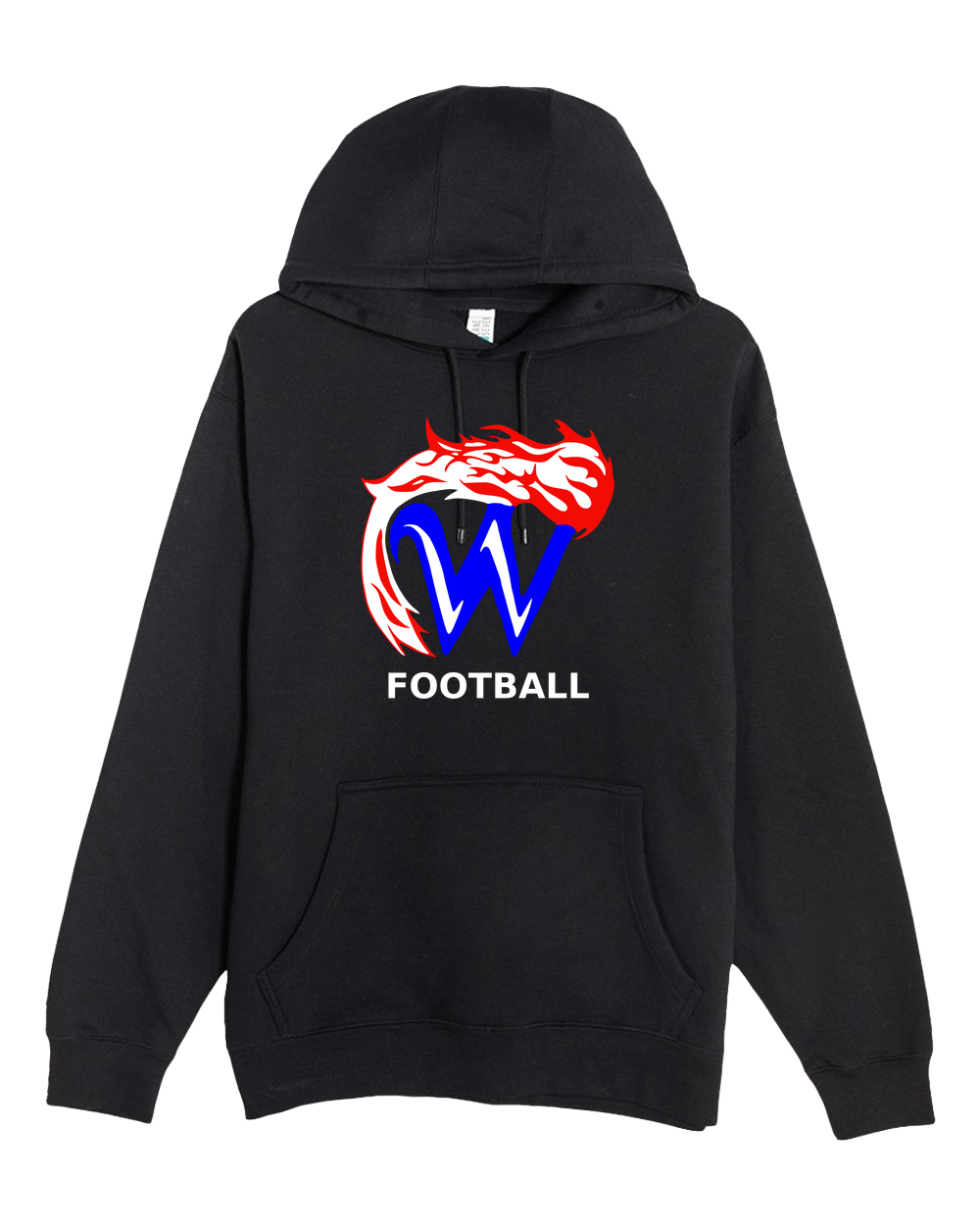 Waupaca High School Football - Black Hoodie Value - Full Front