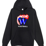 Waupaca High School Football - Black Hoodie Value - Full Front